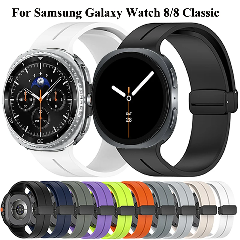 Armband für Samsung Galaxy Watch 8 Classic 46 mm Silikon-Magnetschnallenband für Samsung Galaxy Watch 8 44 mm 40 mm Zubehör
