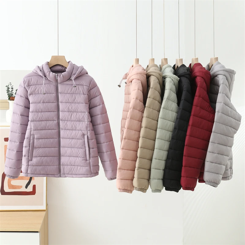 

Модная простая хлопковая куртка с капюшоном для женщин, американская повседневная стеганая утепленная куртка, осенне-зимняя теплая куртка с воротником-стойкой
