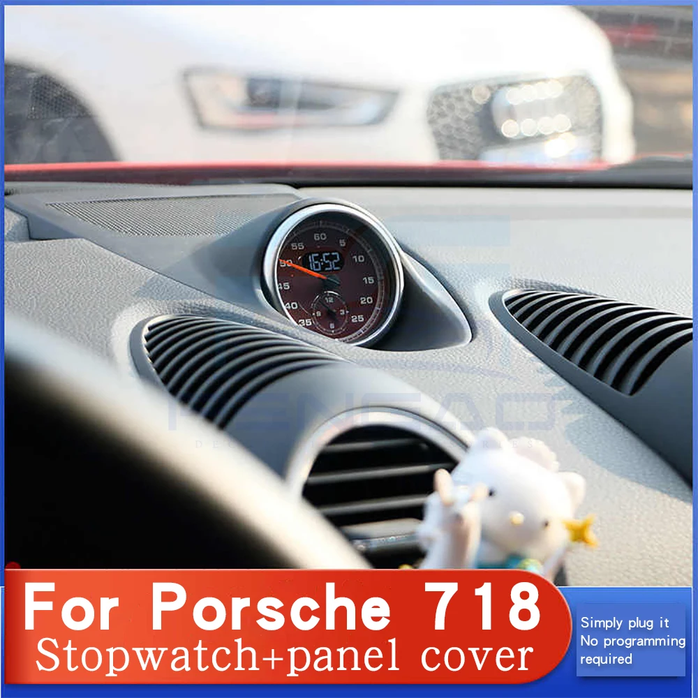 Para porsche 718 cronômetro capa 2016-2022 718 cronômetro atualização relógio modificado bússola tempo medidor eletrônico accesional