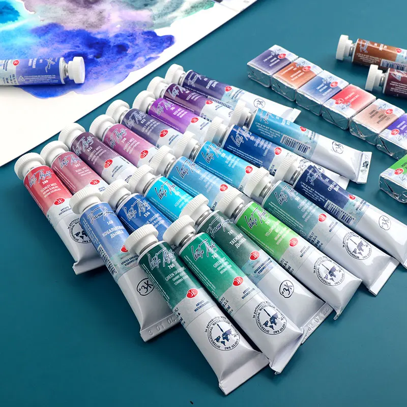 10 Ml/tube Russian White Night Master Grade Sediment Color Watercolor Pigments Art Students Portable Painting Sketching Paints