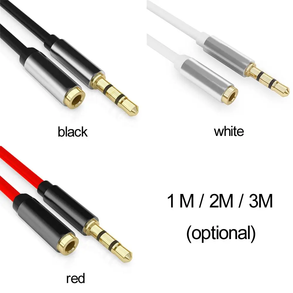 1/2/3m 3.5 مللي متر جاك الصوت تمديد كابل ذكر إلى أنثى ستيريو سماعة موسع الأسلاك النحاسية قسط مطلية بالذهب التوصيل Aux الحبل #2