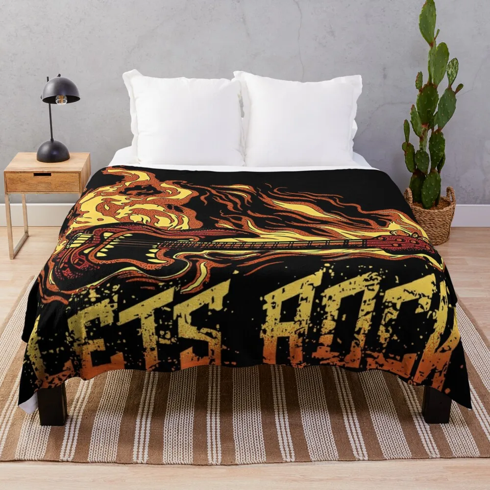 

Lets Rock Rock n Roll Guitar Flame ROCK lovers Throw Blanket Luxury Designer valentine gift ideas Luxury Thicken Blankets