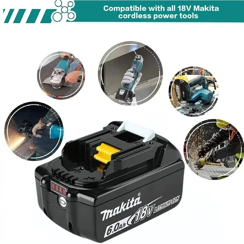 18650.00 makita 18 v battery 6.0Ah Power Tool Rechargeable Batteries Replaceable LED Lithium-ion BL1860 BL1850 BL1840 BL1860B