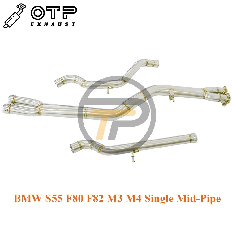 OTP Exhaust Pipe for BM S55 F80 F82 M3 M4 Tur bo Single Midpipe High Performance SUS304 Stainless Steel