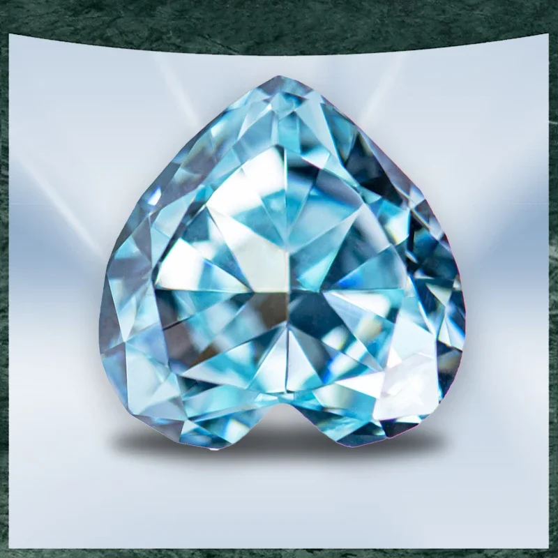 

Cubic Zirconia Crushed Ice Cut No Certificate Heart Shape Aquamarine Color Charms Beads for Diy Jewelry Making Rings Materials