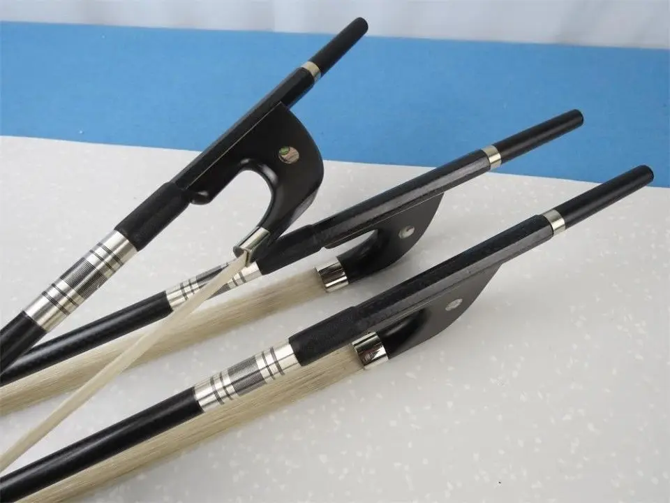 3pcs best plaid Carbon Fiber Germany style double bass bow 3/4 #9248