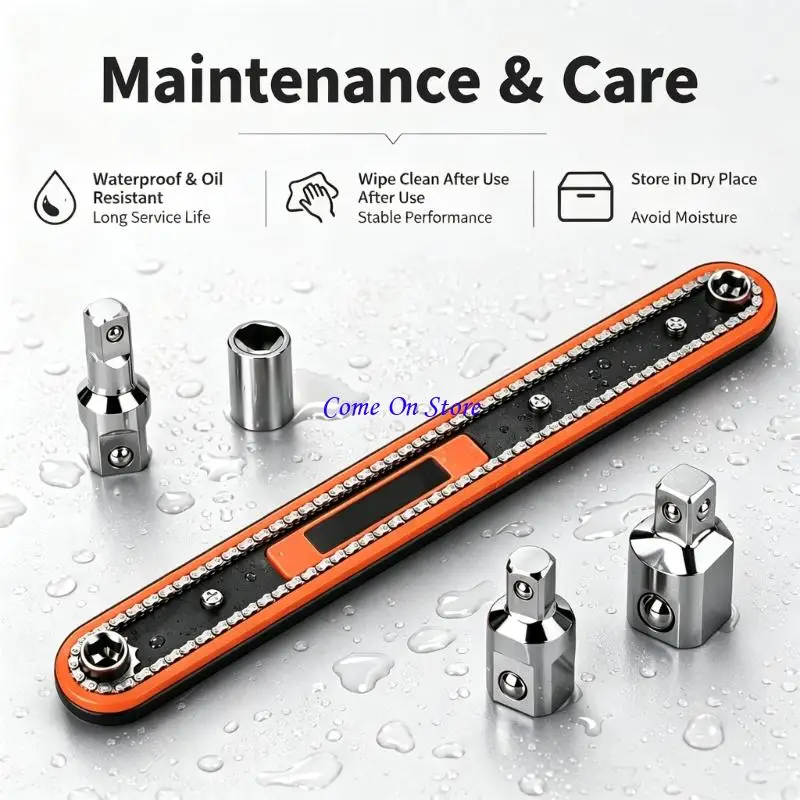 M6CF Extension Wrench Long Handle Double Ended Spanner Tool for Tight Access Repair, Two Way Hand Tool for Loosening, Tightening