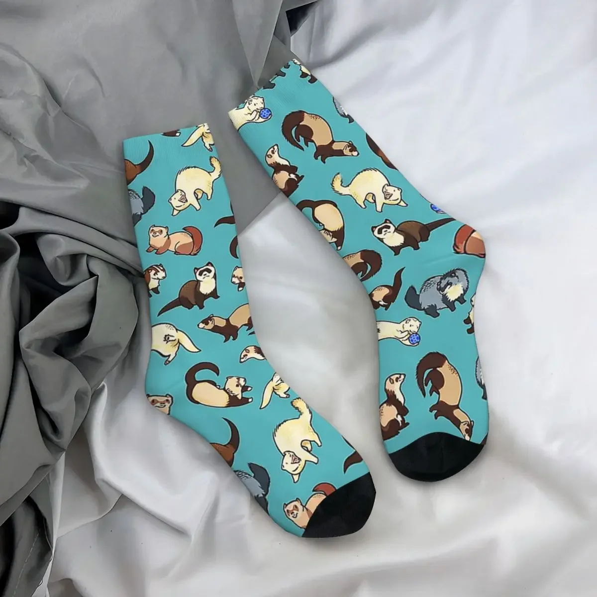 Ferret Cute Animal Socks Men Women Casual Socks Novelty Spring Summer Autumn Winter Middle Tube Socks Gift