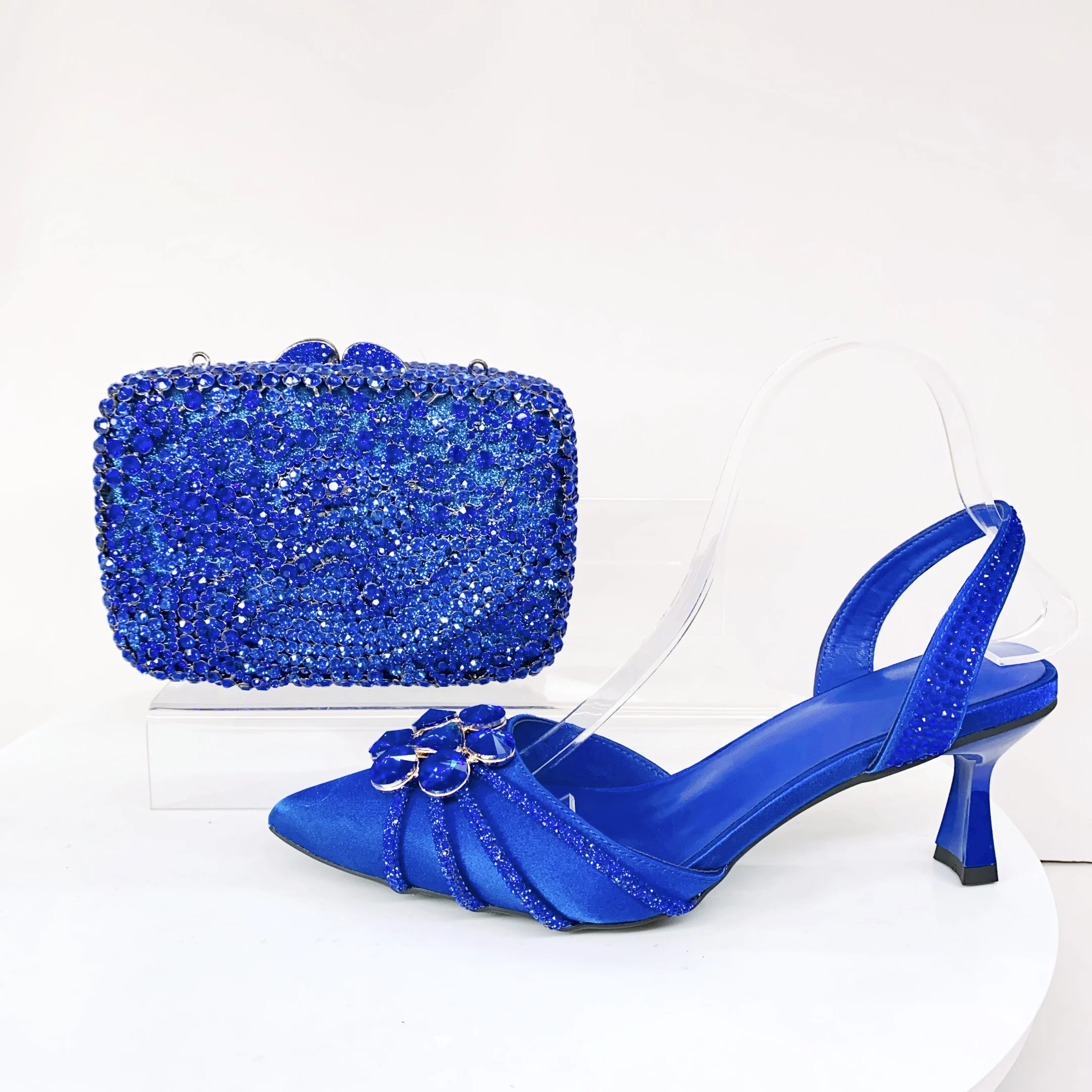 

LNATISNOVA/новые итальянские дизайнерские благородные босоножки на высоком каблуке с сумкой с кристаллами, женские туфли на каблуке, блестящий материал для свадьбы в Нигерии