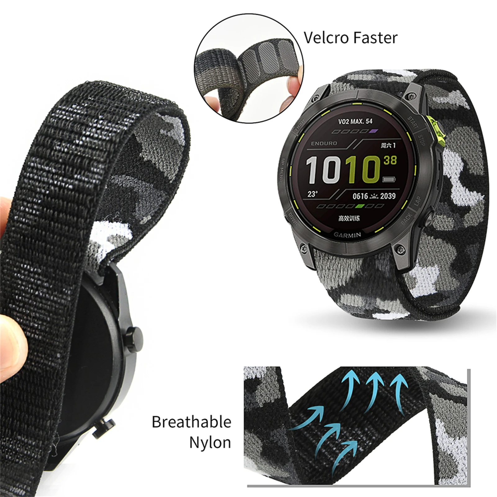 هوك حلقة 22 مللي متر 26 مللي متر حزام النايلون ل Garmin Fenix 8 7 8X 7X 6X Pro/Forerunner 970 965/Epix Pro Gen2 TACTIX 8 إندورو غريزة الفرقة