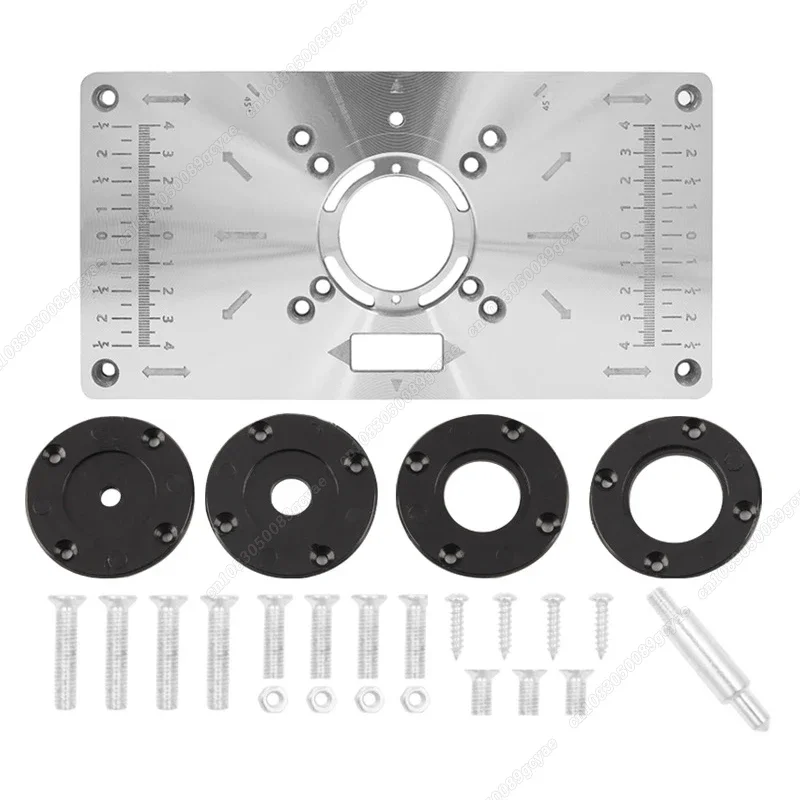 Durable Router Table Insert Plate Woodworking Benches Aluminium Wood Router Trimmer Models Engraving Machine with 4 Rings Tools