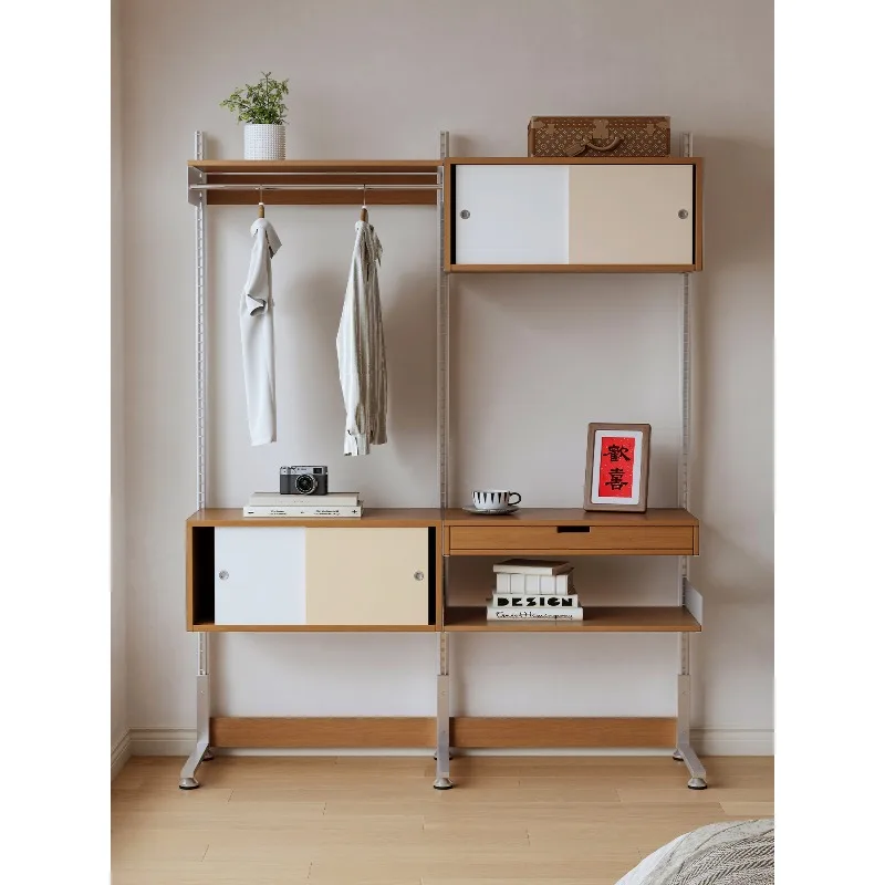 

Retro wall system shelf combination bookcase TV wall open floor storage rack baffle