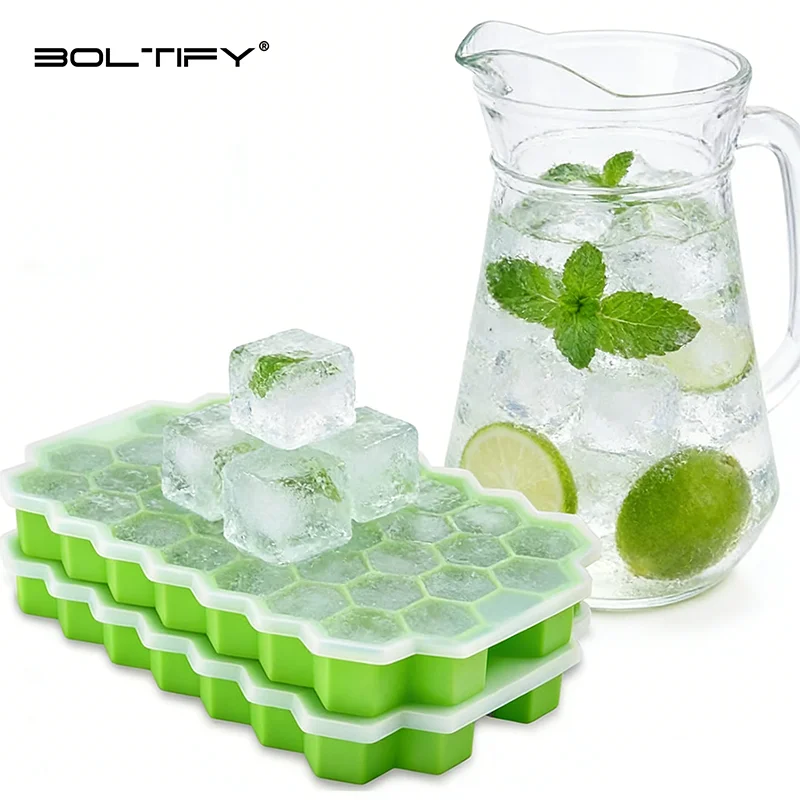 

BOLTIFY Ice Cube Mold Reusable Silicone Cube Mold BPA Free Ice Cream Maker with Lids DIY Popsicle Mold Ice Cube Trays