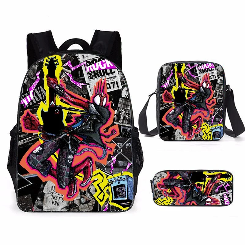 

3Pcs Set Spider punk Mochila Spider verse children's backpack boy School Bags For Teenage Travel Backpack cosplay bag Pencil bag