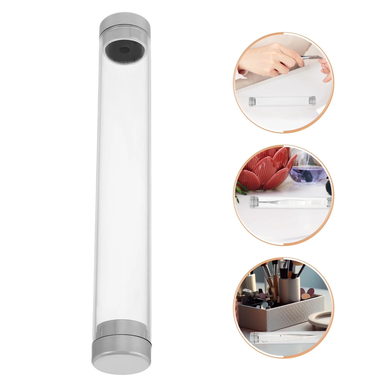 

Tweezers Storage Box Clear Cylindrical Case for Eyelash Extension Tools Organized Holder for Clips and Precision Tools