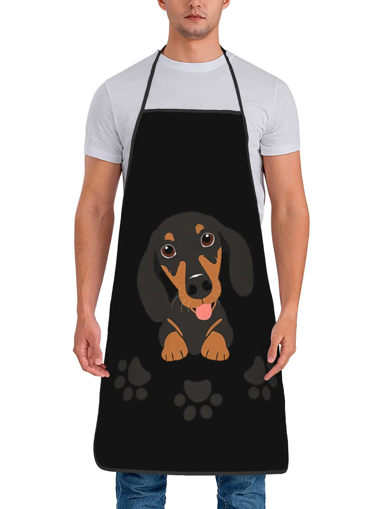 An apron with a puppy pattern is very suitable for kitchen work and household cleaning, and it is a holiday gift.