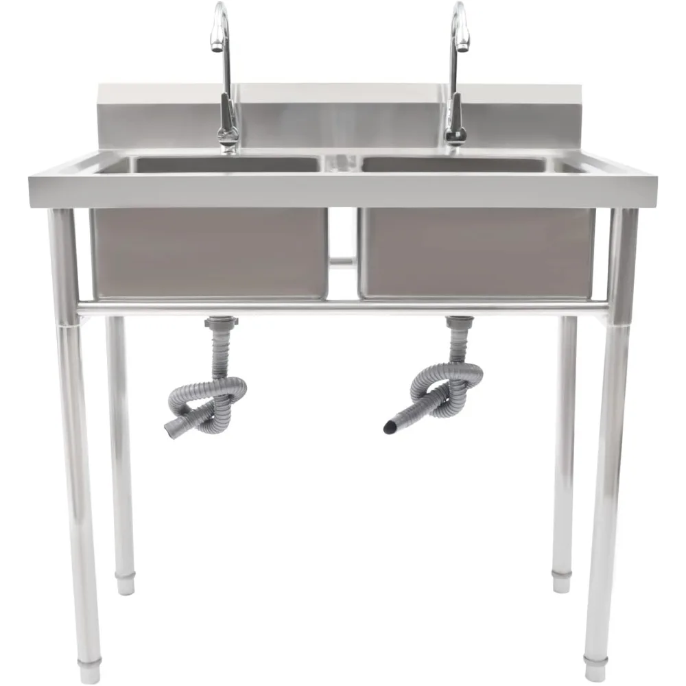 

Отдельно стоящие кухонные мойки, универсальная раковина из нержавеющей стали, ручная раковина для приготовления и универсального стирки с полкой для хранения для ресторана, Ki