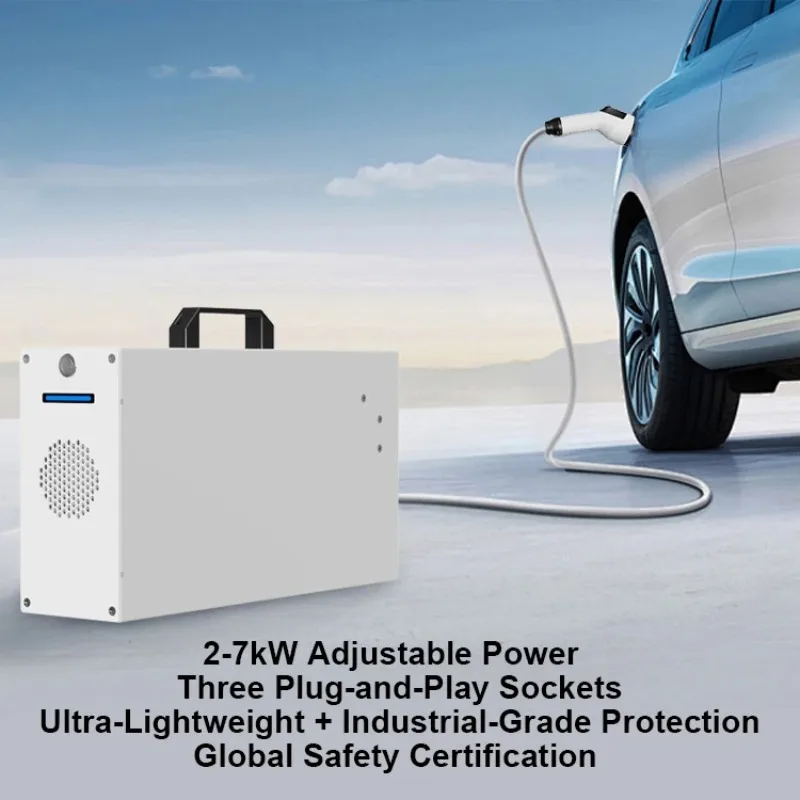 محطة شحن Ev المحمولة الخارجية من Olink CCS CHAdeMO NACS Ev شاحن محطة شحن 7KW شاحن تيار مستمر محمول