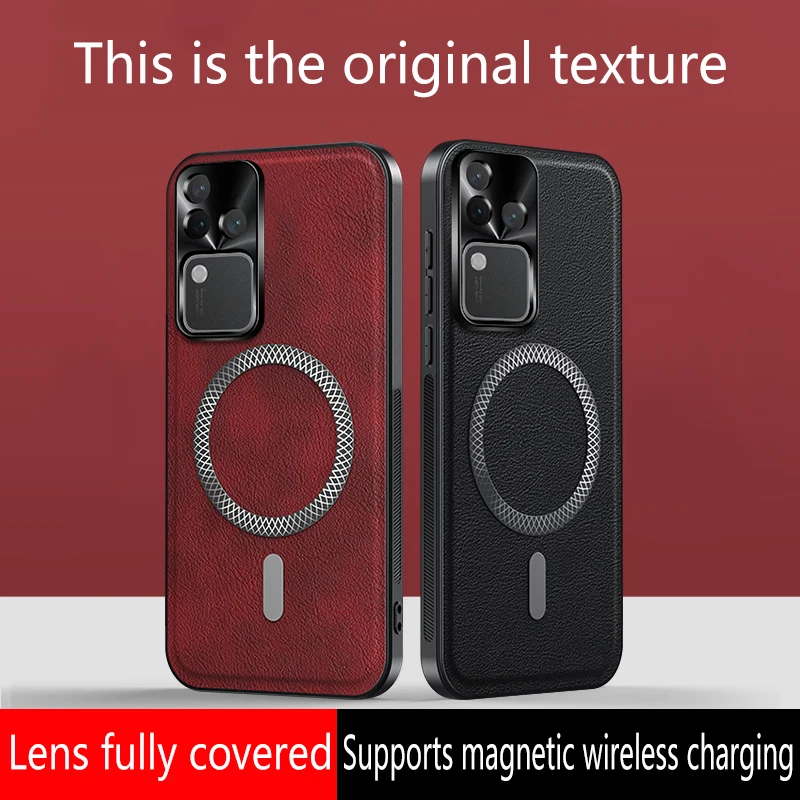 

For Vivo S18 Pro V30 Pro Case Magnetic Elegant Leather Wear-Resistant Lens Fully Covered Non-Slip Grip Edge Cover Shell