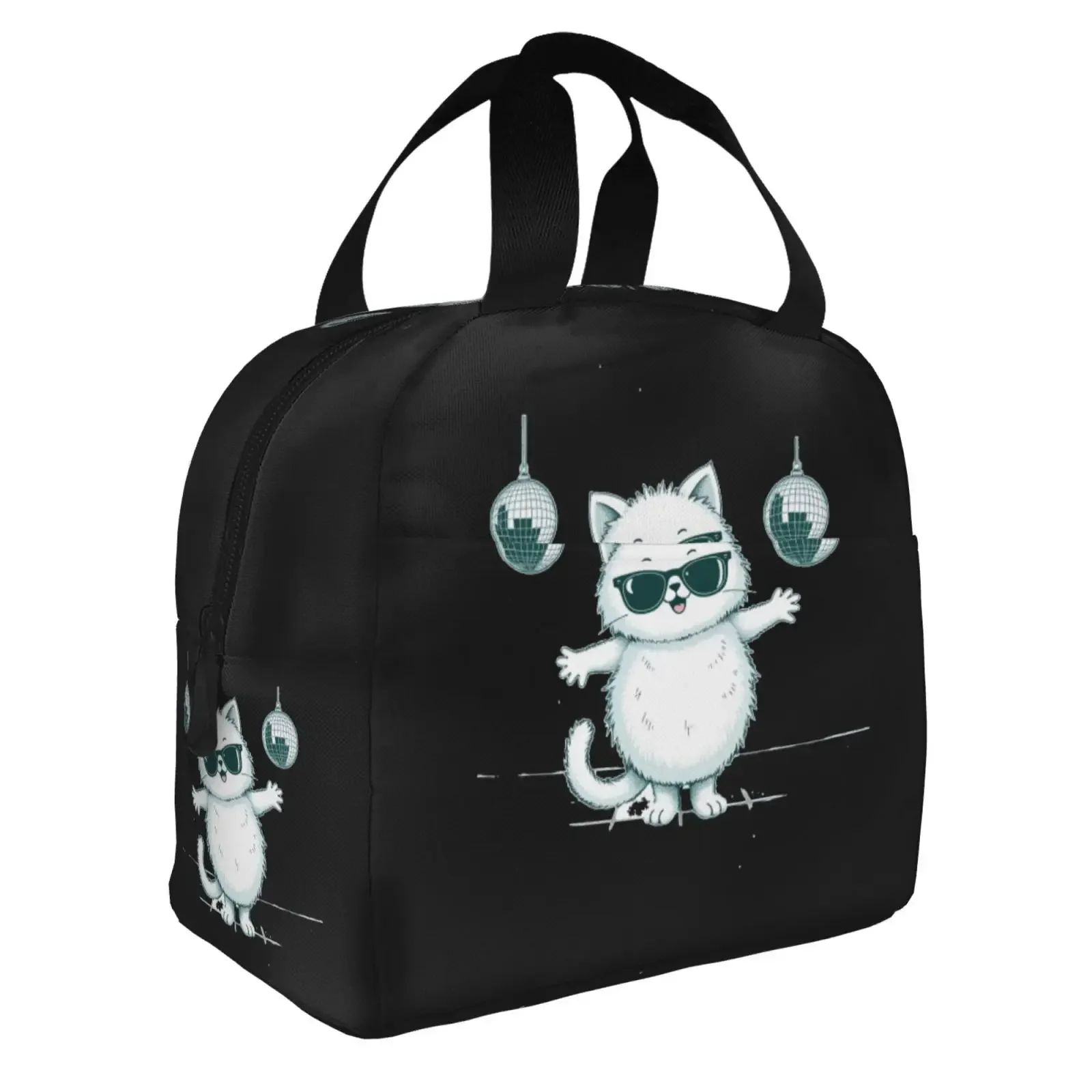 Jumping Cat Interesting Pattern Insulated Lunch Box Leak-proof Thermal Cooler Lunch Bag For Men Women  Work Trip Picnic