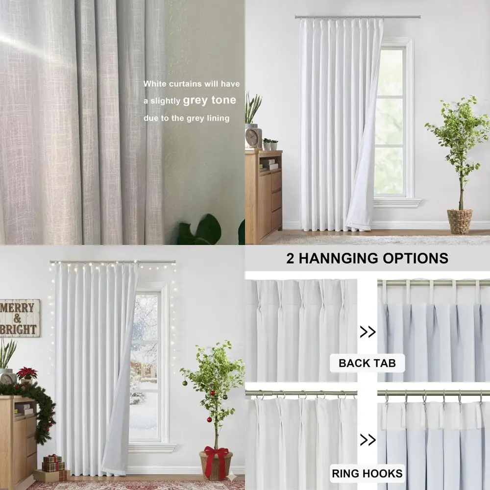 

Широкие затемняющие шторы (60 дюймов) с термоизоляцией, плиссированные, для затемнения комнаты, для гостиной и спальни