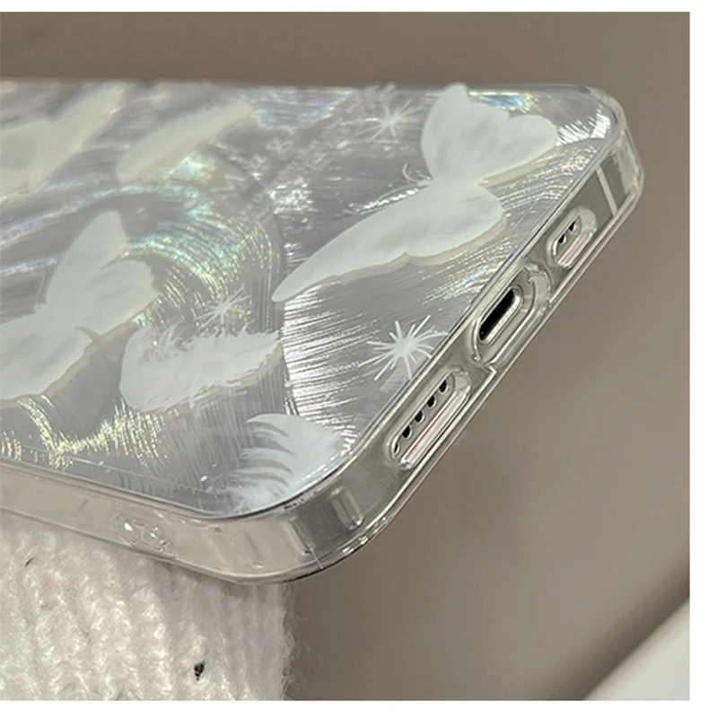 جراب هاتف أبيض لامع على شكل فراشة لـ oppo reno 5 lite 10 11 pro 6 7 8 4 lite 8t العثور على x3 x6 pro x5 lite