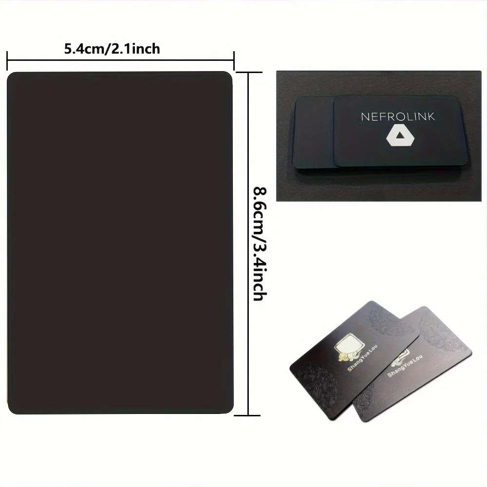 Custom Engraved Metal Business Cards - 86X54mm, Ultra-Thin 0.2mm, Black Aluminum Desk Name Tags For Office & Diy Projects