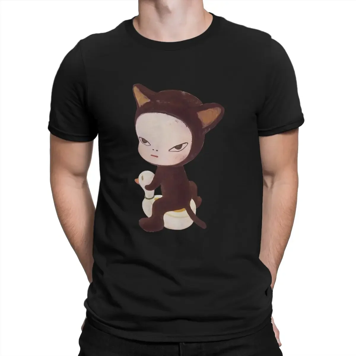 Cute Cat T-Shirts Yoshitomo Nara Japanese Artist Noveltys Round Neck T-Shirts Gift Clothes Short Sleeve Tops for Men Women Tee