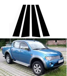 Glossy Black Pillar Post  Fit For Mitsubishi L200 Triton 2005-2012 2013 2014 Door Side Cover Trim Column B C Decoration Stickers