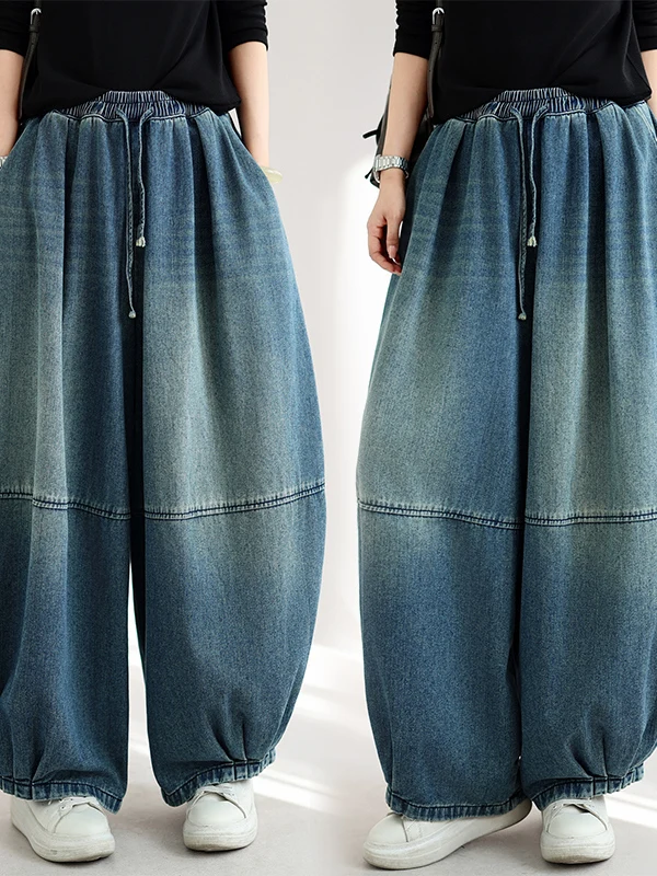 Loose Fit Casual Vintage Women's Jeans Straight Leg Pants Comfortable Washed Denim No Taggings Autumn Fashion plus Size