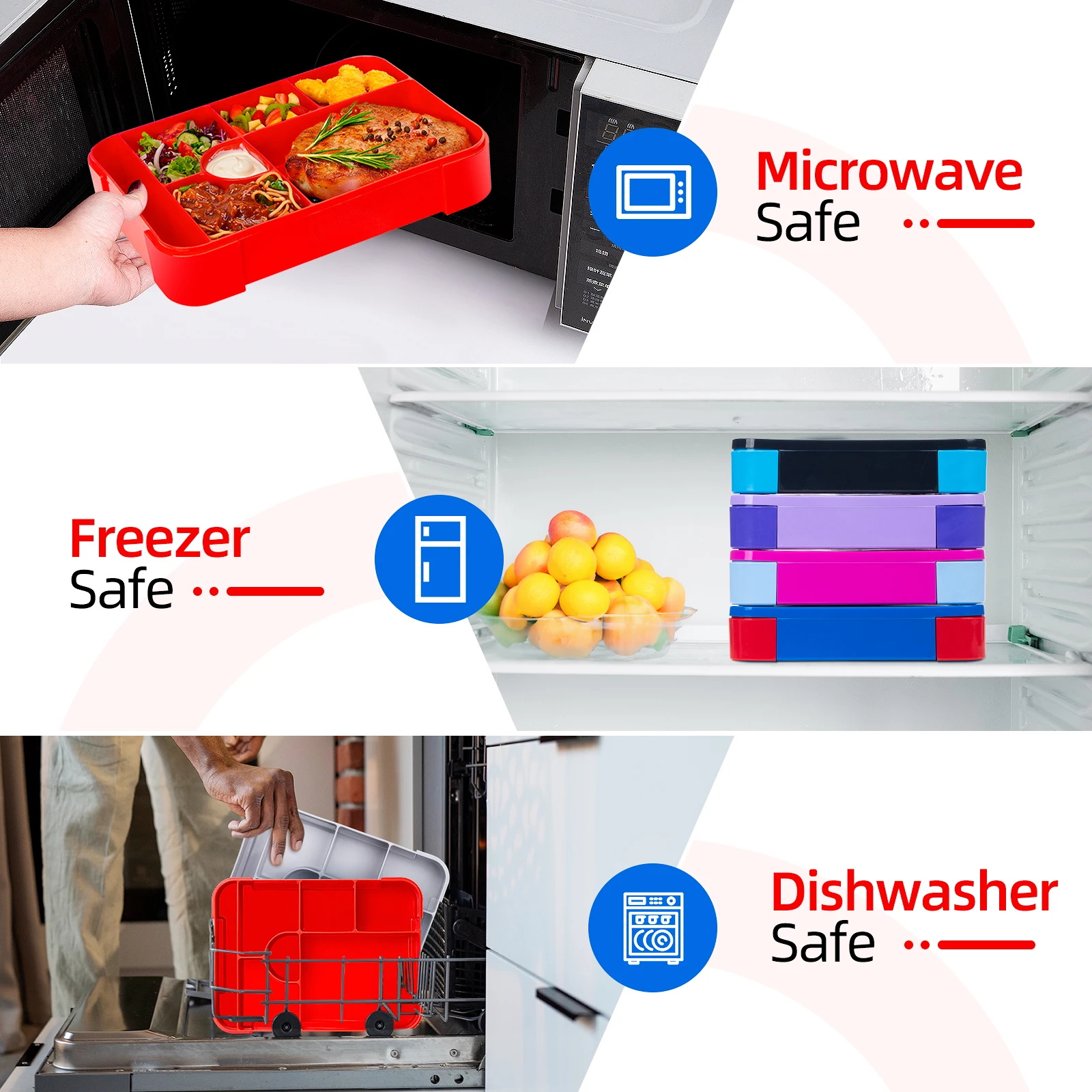 Niedliche Kinder-Lunchbox mit Muster, tragbar, unterteilt, mikrowellengeeignet, auslaufsicherer Lebensmittelbehälter für die Schule und die Küche – Detail 17