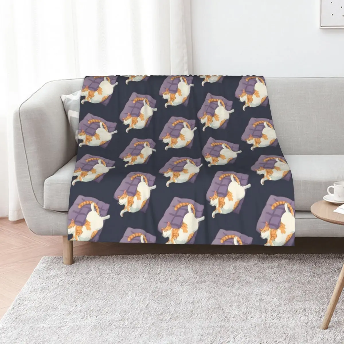 

Sleeping Cat Orange Tabby Throw Blanket Soft Beds Furry Retros Sofa Throw Blankets