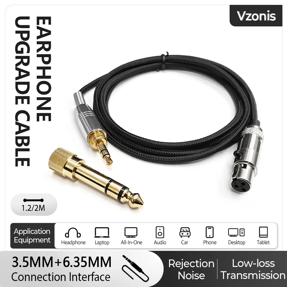 Headphone Balanced Cable Mini XLR Audio Upgrade Cable with 3.5+6.35MM Adapter for AKG-K240 K141 K271 K702 Q701 K712