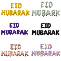 11pcs 16 inch Eid Mubarak Letter Balloons set with Ribbon Ramadan Eid al-Fitr Eid Mubarak Decorations Air Balloons Banner