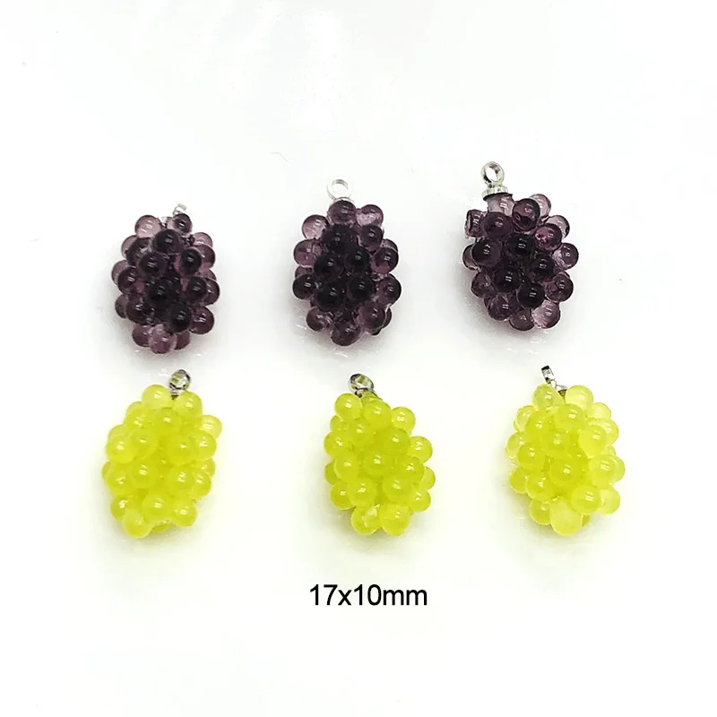 3pcs 3D Crystal Grapes Earring Charms Mini Miniature Fruit Pendant For Eardrop Bracelet Keychain Decor Diy Sweet Jewelry Make