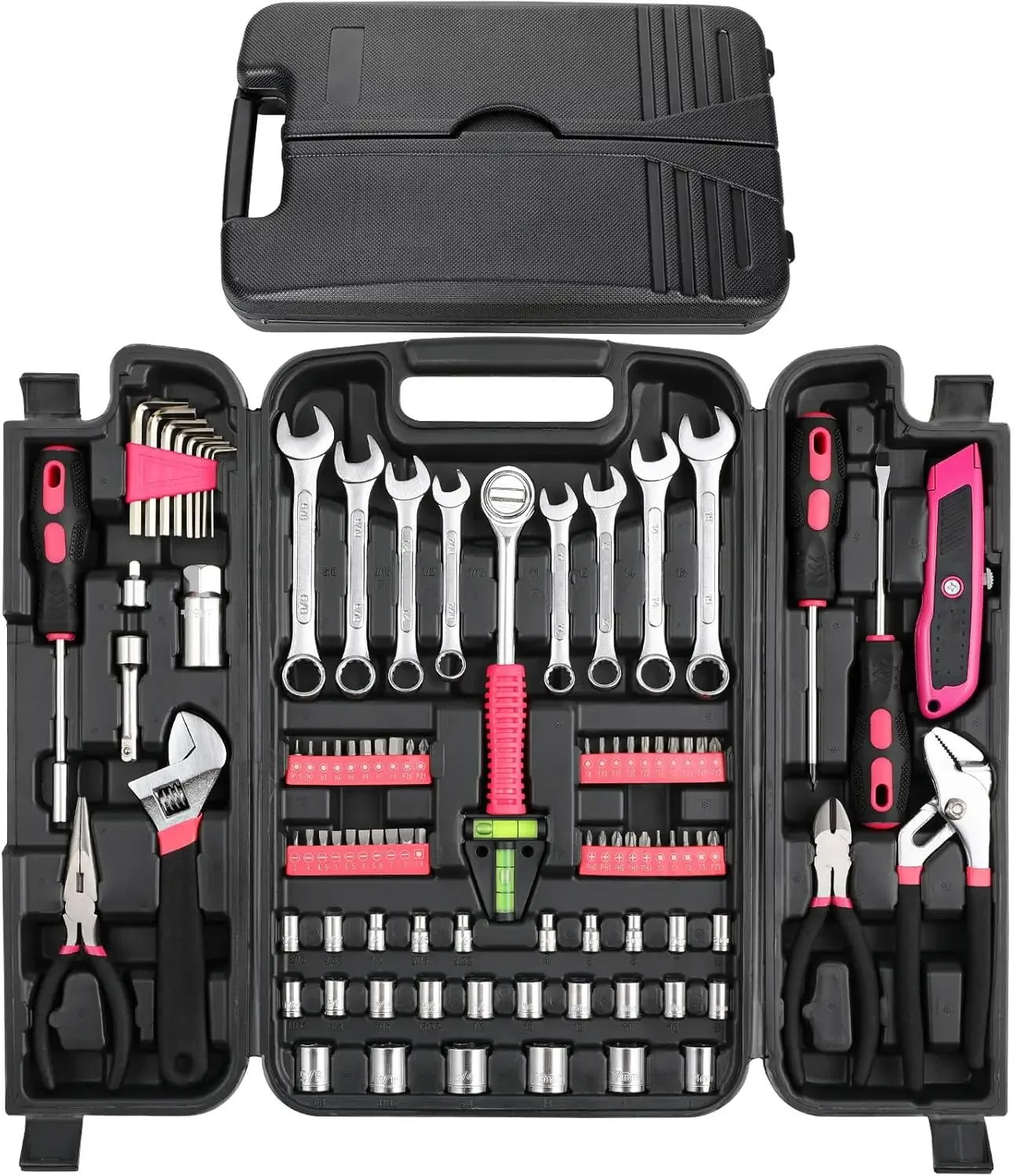 Home Tool Kit Tool Set 95 Pieces Household Hand Tool Kit Auto Repair Tools w/ Portable Toolbox for Homeowner, Diyer, Handyman