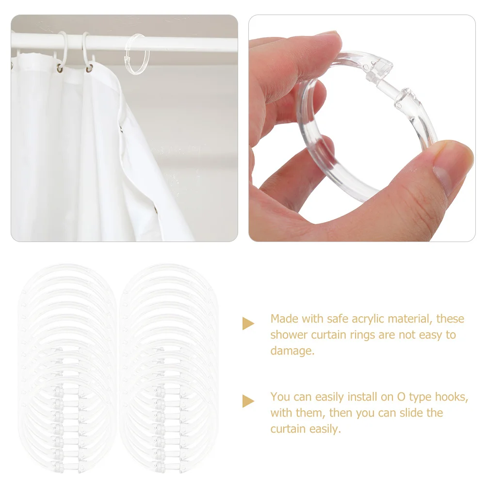 ห่วงม่านอาบน้ำแบบวงกลม 20 ชิ้น ใช้งานง่ายสำหรับม่านหน้าต่างห้องน้ำ ห่วงม่าน ตะขอแขวนม่านอาบน้ำ