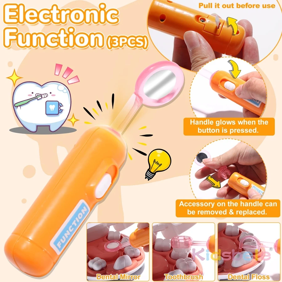 Zabawka do odgrywania ról dentysty dla dzieci – Gra z zębami króliczka z narzędziami dentystycznymi, edukacyjna gra w udawanie, zabawny interaktywny prezent