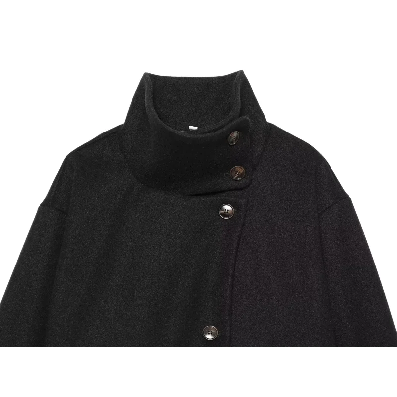 2026 Neuankömmling Damen Einfarbiger Mantel Langarm Knopfverschluss Stehkragen Oberbekleidung Tägliche Pendlermode Schicke Damenjacke – Detail 19