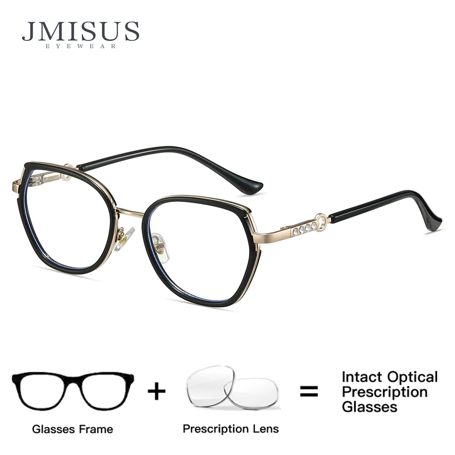 

JMISUS Woman Cat Eye Metal Alloy Progressive Multifocal Lenses Anti-Blue Light Photochromic Square Prescription Eyewear