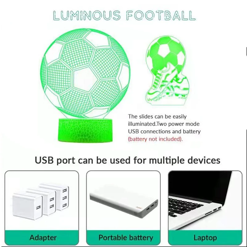 Football 3D Illusion Lamp, Football Gifts For Boys Girls, Night Light With 16 Colors Change Remote Control,Desk Lamp