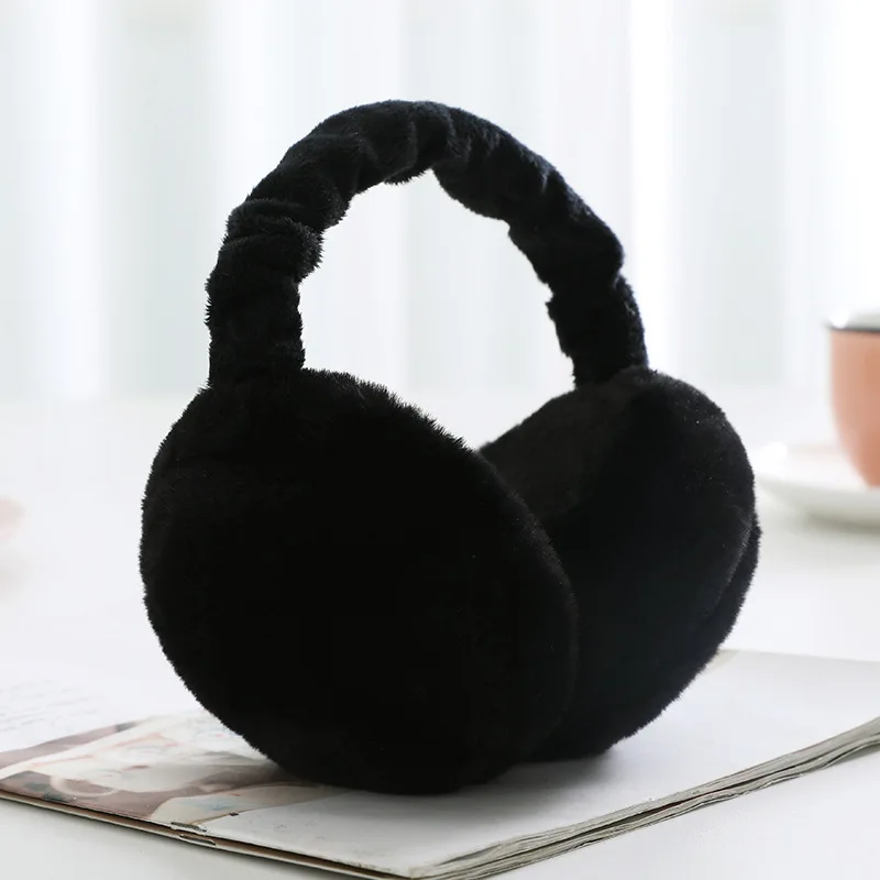 Women Warm Plush Earmuffs Fur Unisex Sweet Style Solid Color Fashion Foldable Earmuffs Soft Simple Adjustable Winter Accessories