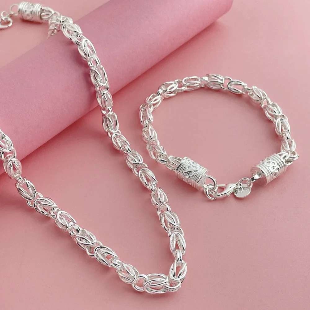 

Набор из стерлингового серебра 925 пробы, новое ожерелье с головой дракона, браслет, женский модный комплект ювелирных изделий на день рождения, свадьбу, годовщину, подарок