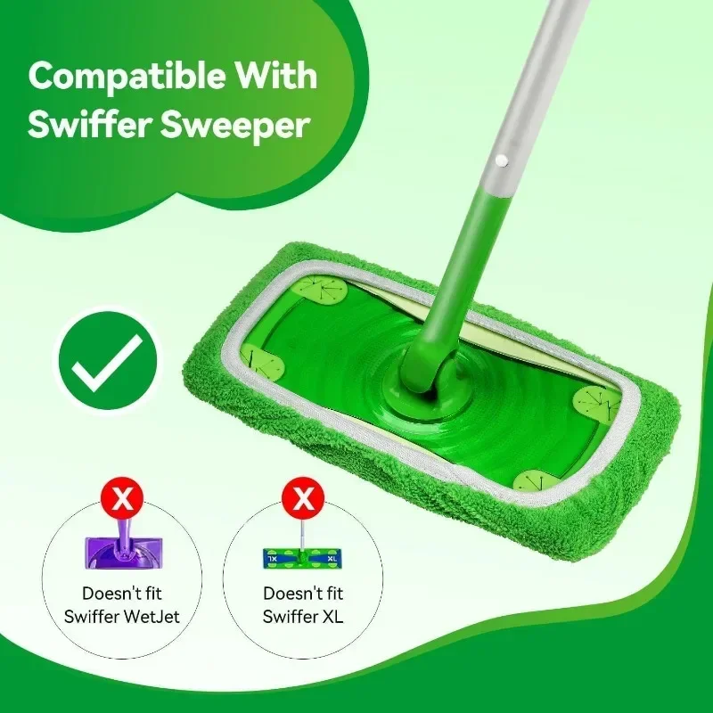 Sweeper Wet & Dry Cleaning Cloths Reusable Microfiber Mop Pads Green Furniture Flooring Mop Head Replacement Washable Rag Towel