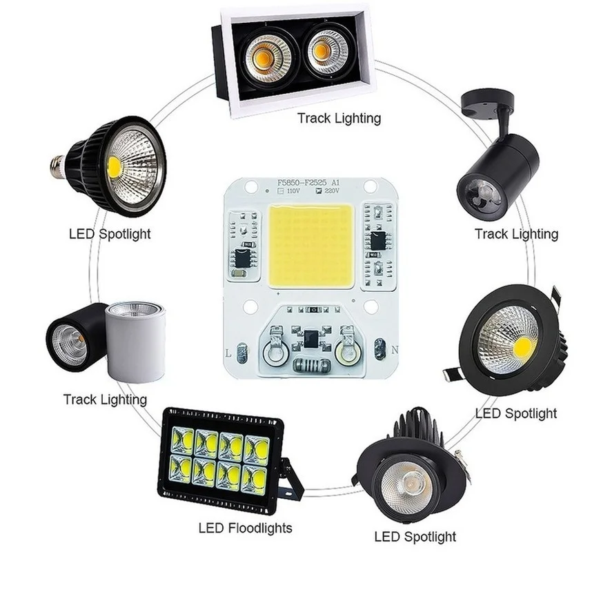 PwwQmm AC220V 110V LED 칩 50W 30W 20W COB 칩 필요 없음 드라이버 LED 램프 비즈 투광 조명 스포트라이트 Lampada DIY 조명