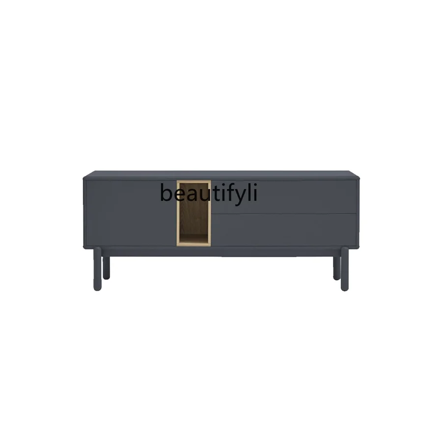 

Nordic Minimalism round Living Room TV Cabinet Small Apartment Wooden Open Storage Cabinet