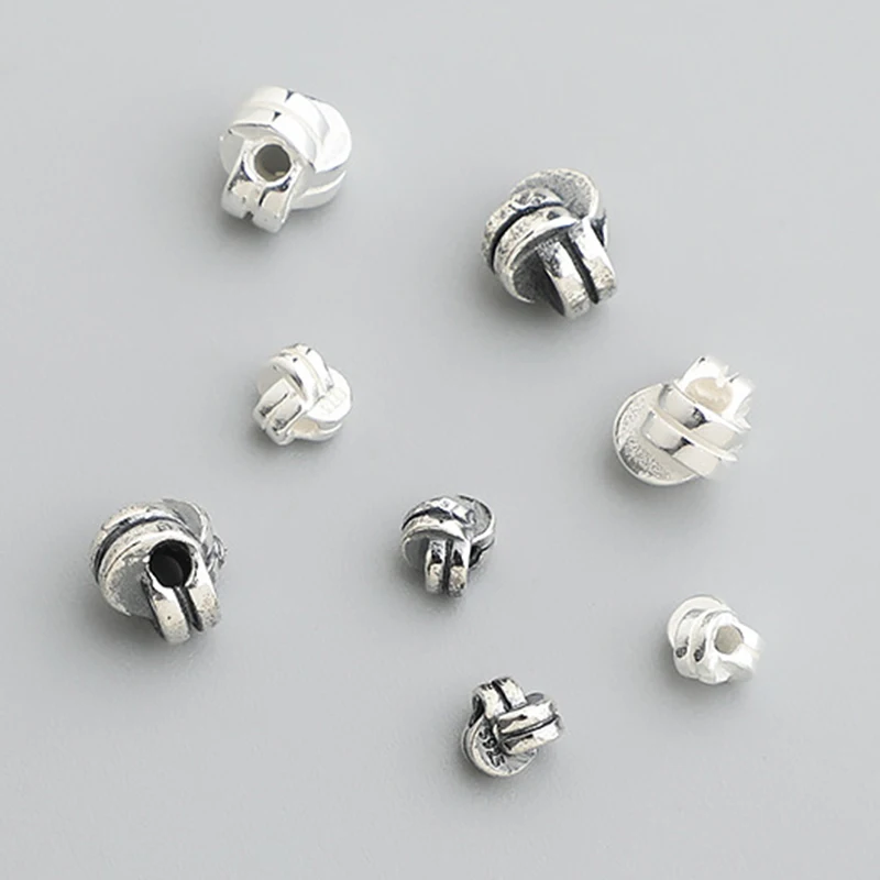 1pc 100%925 Sterling Silver Triple-Wrapped Loose Beads 4/6mm Pearls/Crystal Bracelets Necklace Silver Spacers DIY Jewelry Crafts