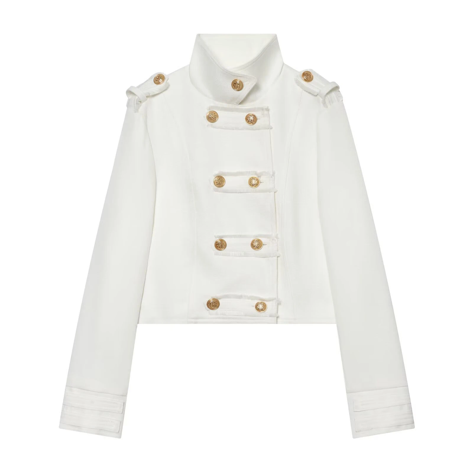 

2026 summer new stand up collar metal breasted double breasted jacket for women exuding a slimming and elegant vibe