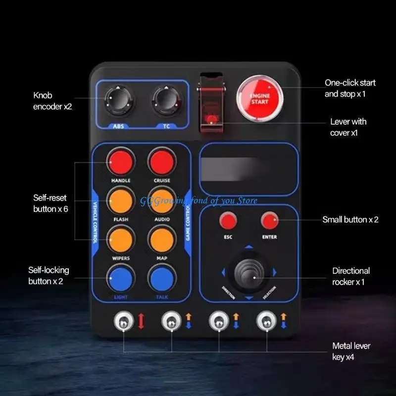 

H9EB CB1 Central Control Box LED Lighting Effect Game Accessory Emulator Racing with Programmable Key for Europe Truck