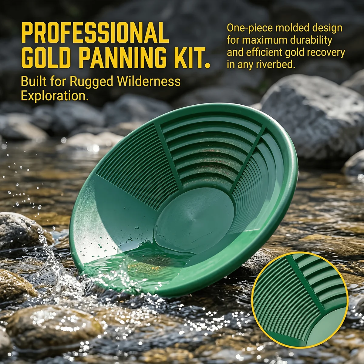 Heavy-duty plastic gold pan, professional gold pan, easy to find gold flakes and nuggets, outdoor river gold panning equipment.